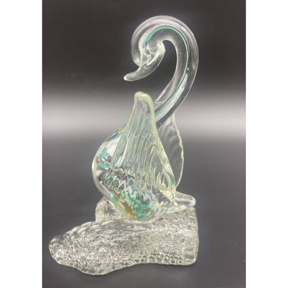 VTG Art Glass Swan Figurine Paperweight 6.5” - Picture 4 of 5